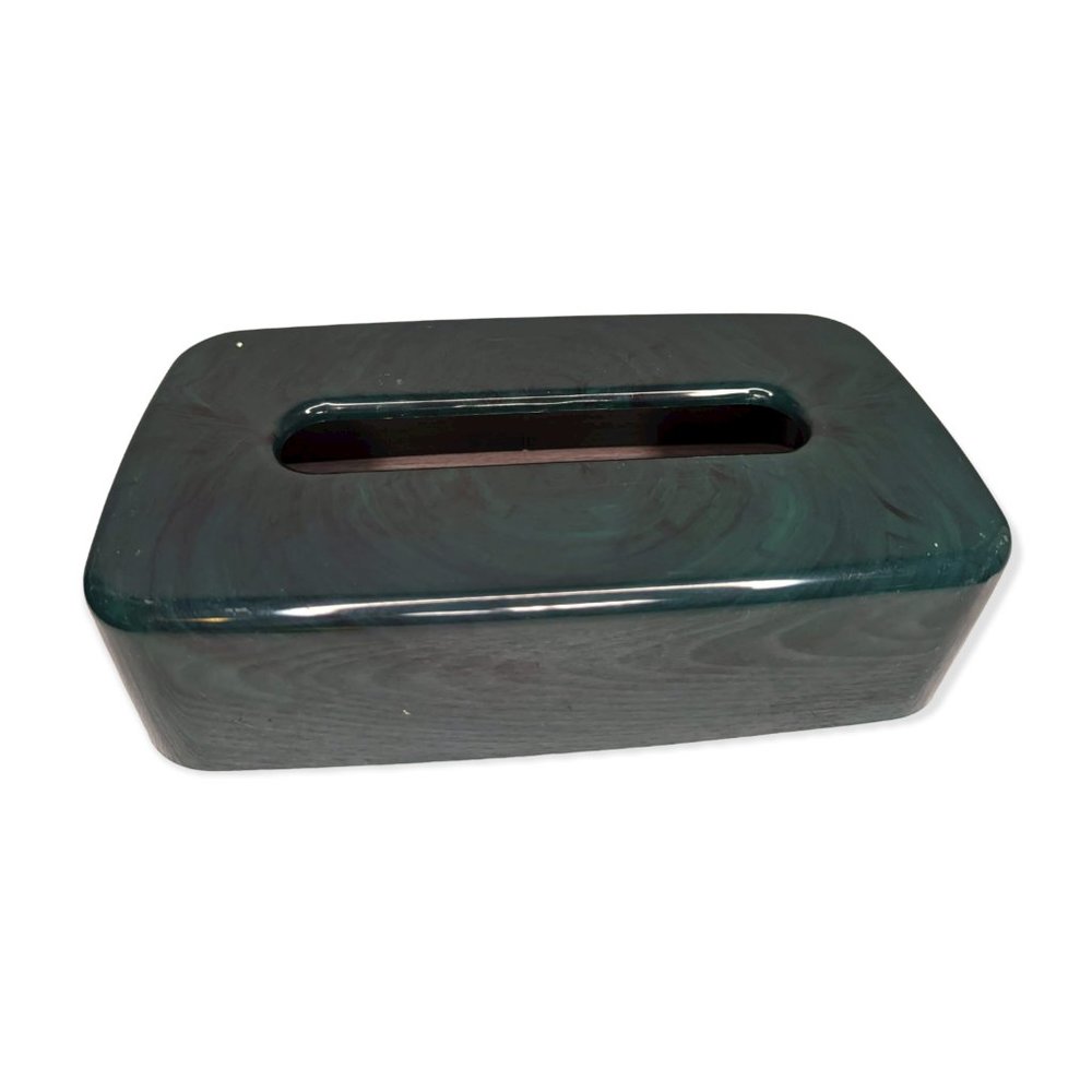 Vintage Hygiene Industries Green/Black Faux Marble Plastic Tissue Cover